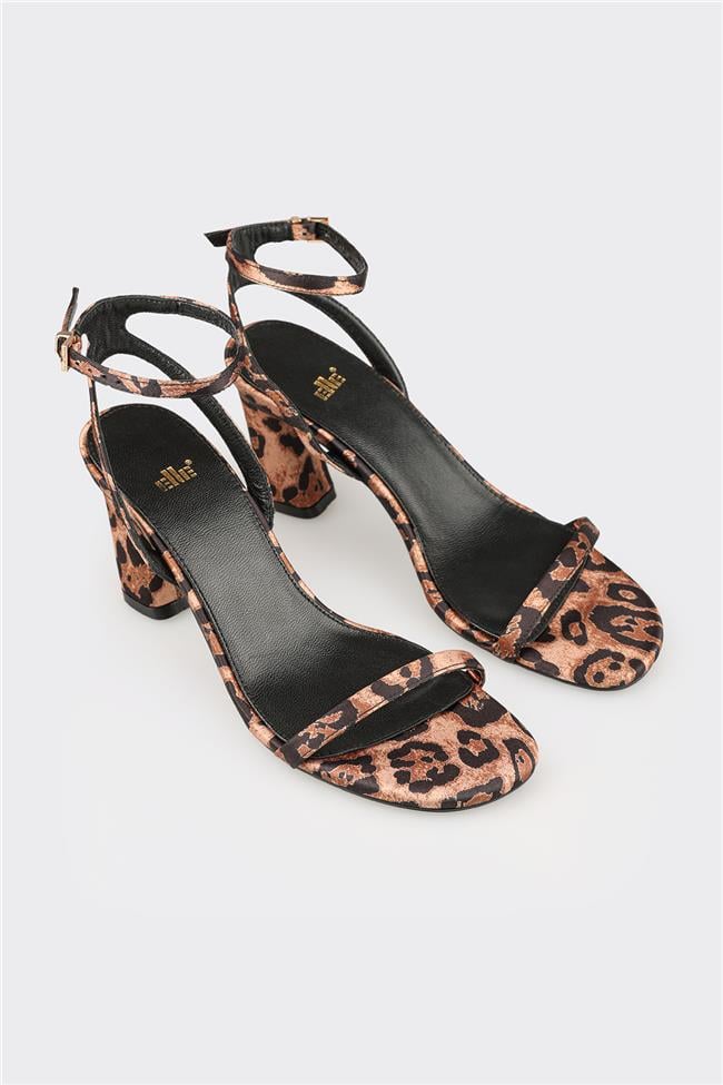 Kahve Hayvan Desenli Kadın Günlük Sandalet