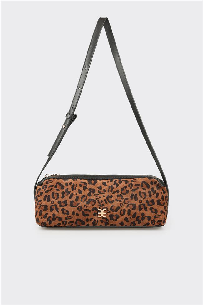 Kahve Hayvan Desenli Kadın Omuz Çantası