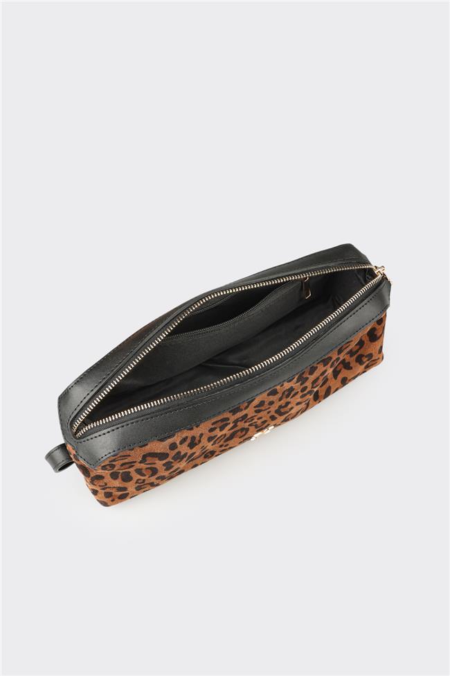 Kahve Hayvan Desenli Kadın Omuz Çantası