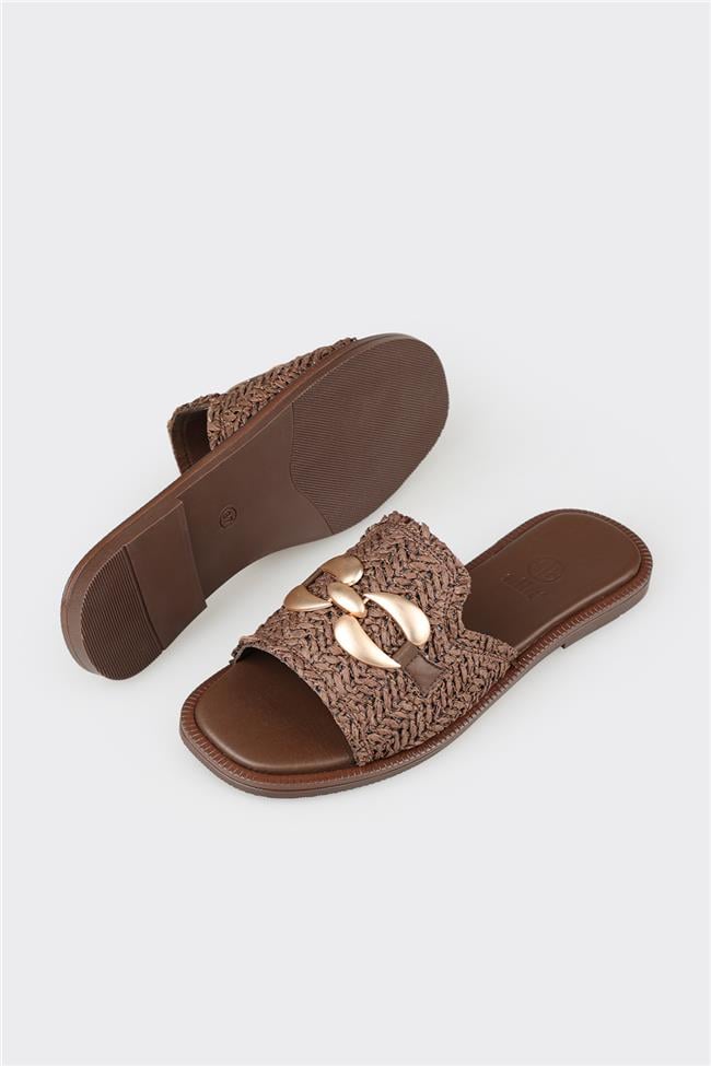 Kahve Kadın Düz Terlik