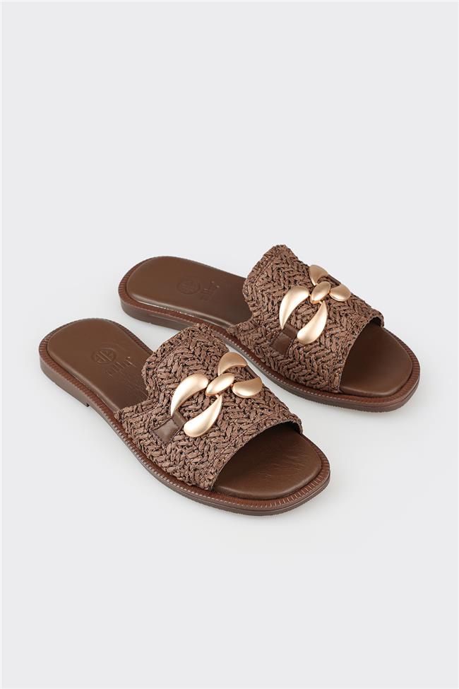 Kahve Kadın Düz Terlik