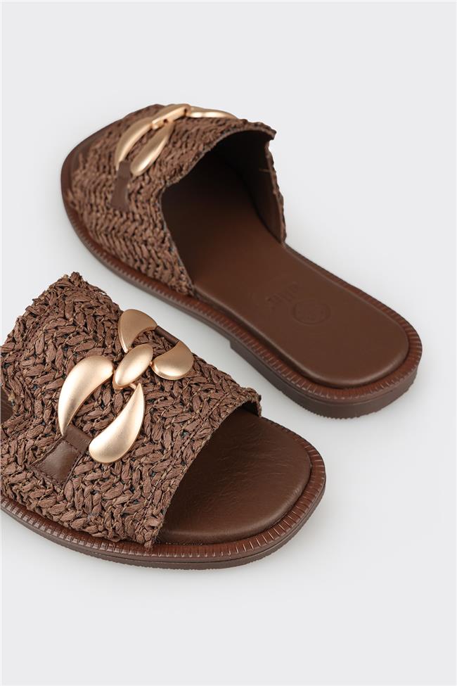 Kahve Kadın Düz Terlik
