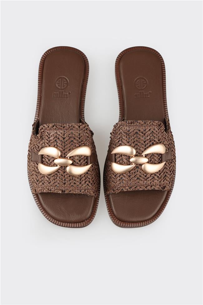 Kahve Kadın Düz Terlik