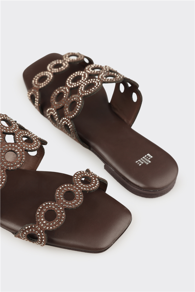 Kahve Kadın Düz Terlik