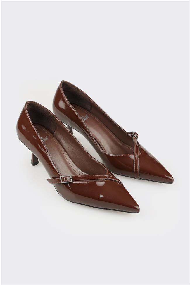 Kahve Kadın Orta Topuk Ayakkabı