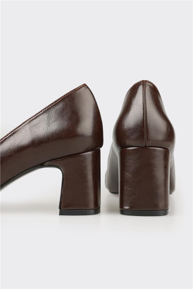 Kahve Kadın Orta Topuk Ayakkabı