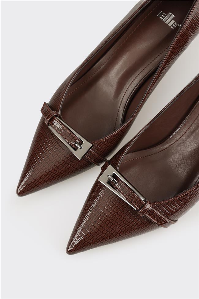 Kahve Kadın Orta Topuk Ayakkabı