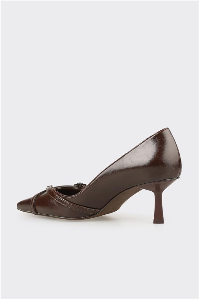 Kahve Kadın Orta Topuk Ayakkabı