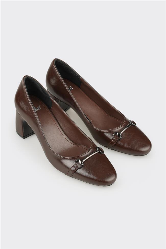 Kahve Kadın Orta Topuk Ayakkabı