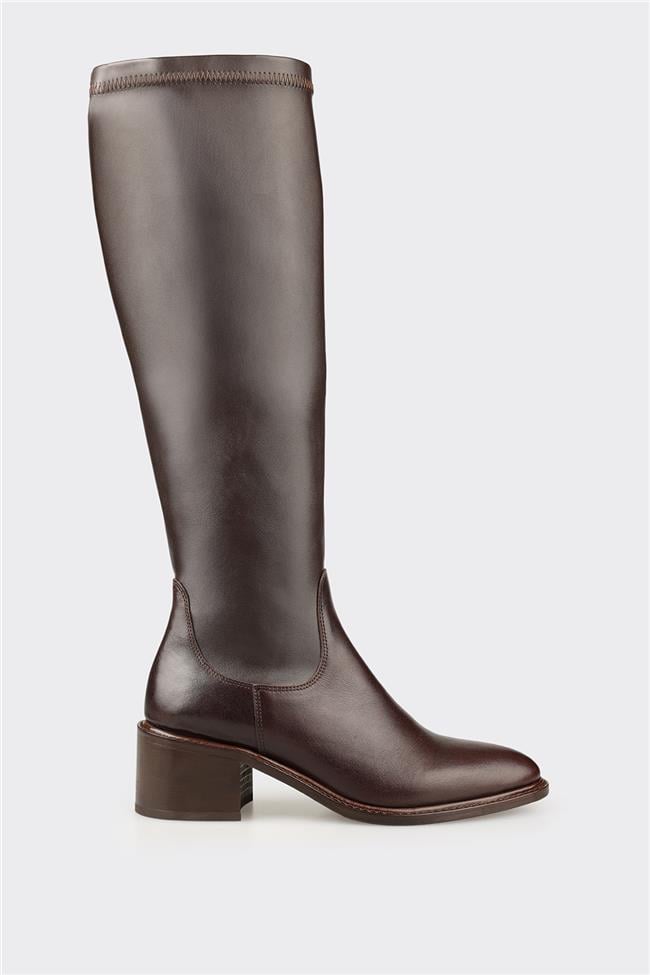 Kahve Kadın Orta Topuk Çizme