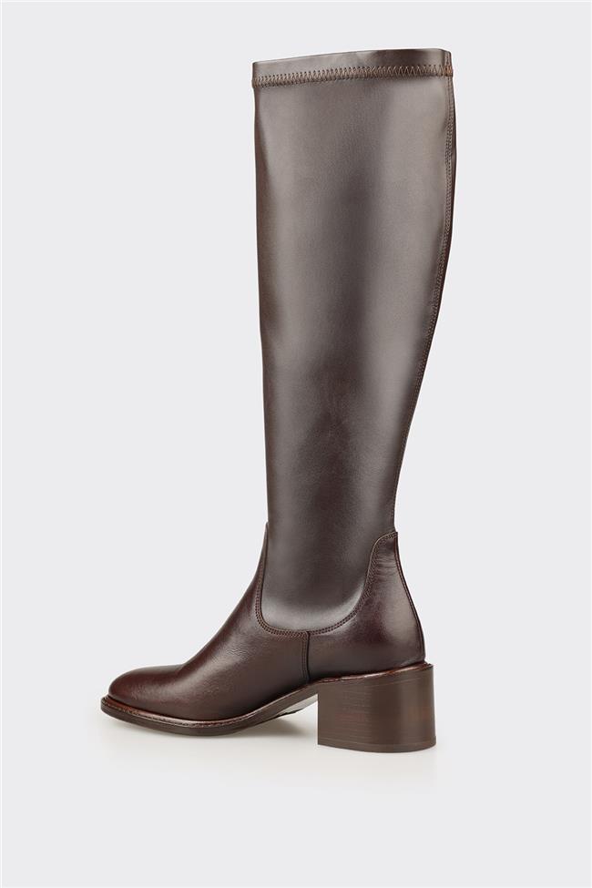 Kahve Kadın Orta Topuk Çizme