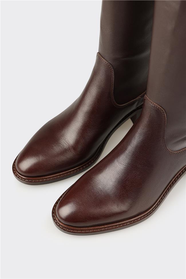 Kahve Kadın Orta Topuk Çizme