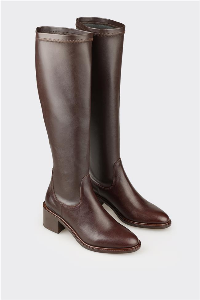 Kahve Kadın Orta Topuk Çizme