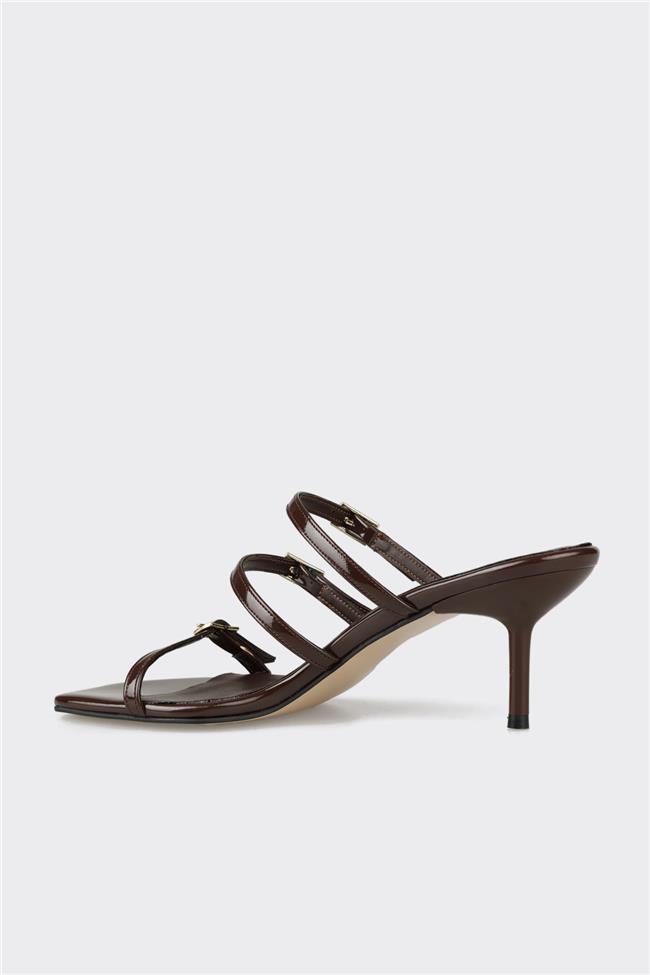 Kahve Kadın Topuklu Terlik