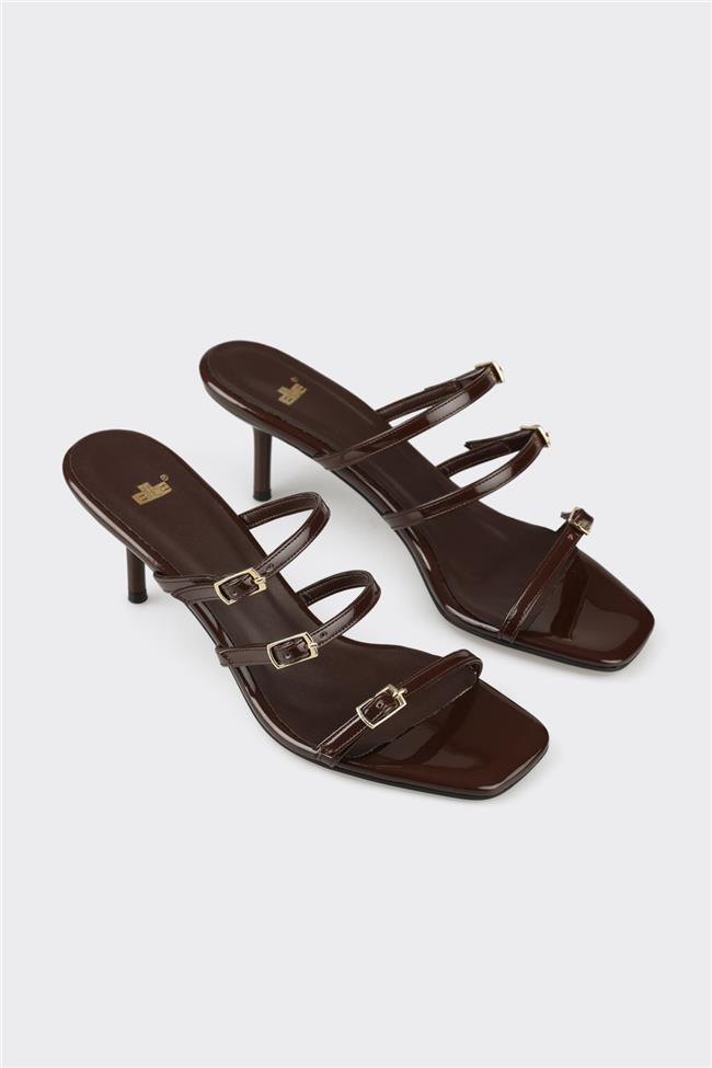 Kahve Kadın Topuklu Terlik