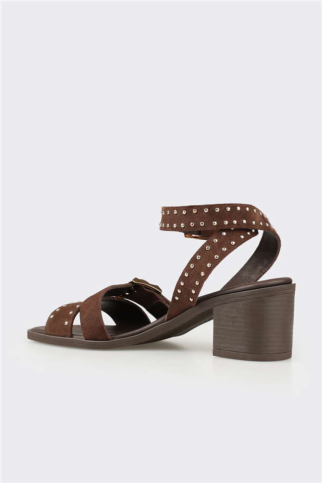 Kahve Deri Kadın Günlük Sandalet