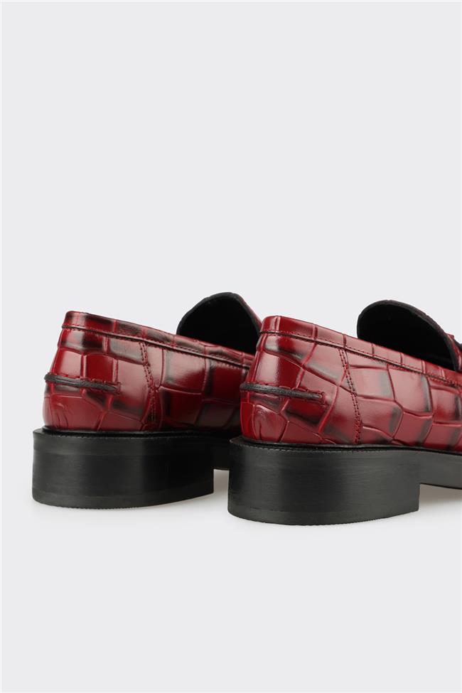 Kırmızı Deri Kadın Günlük Ayakkabı