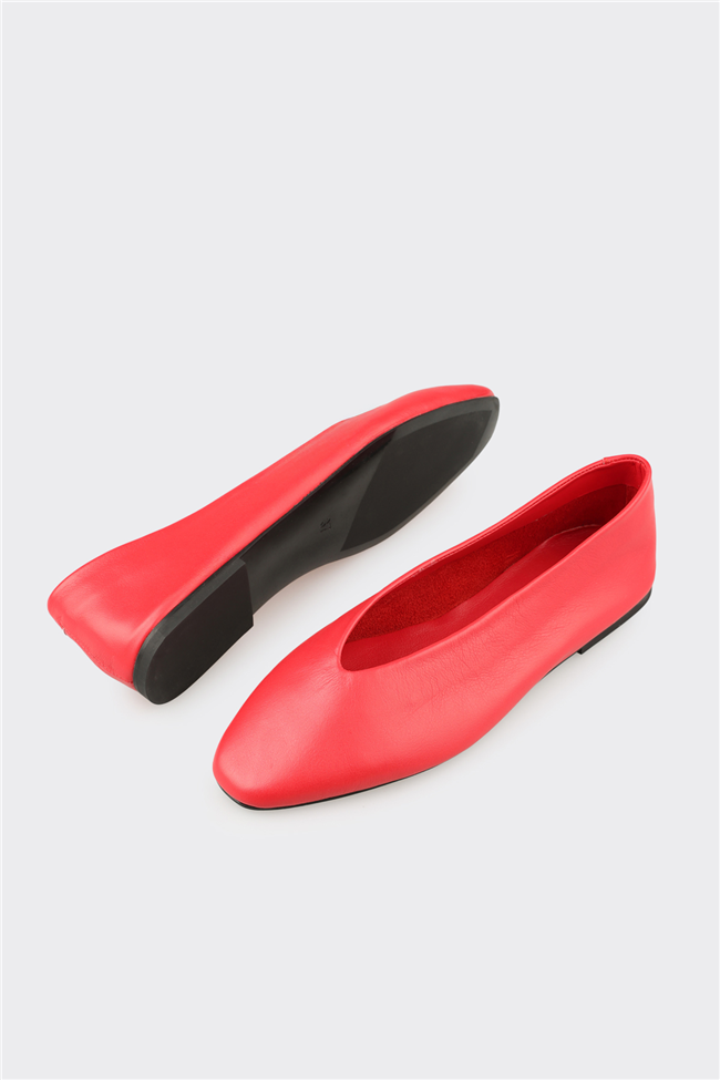 Kırmızı Deri Kadın Günlük Ayakkabı