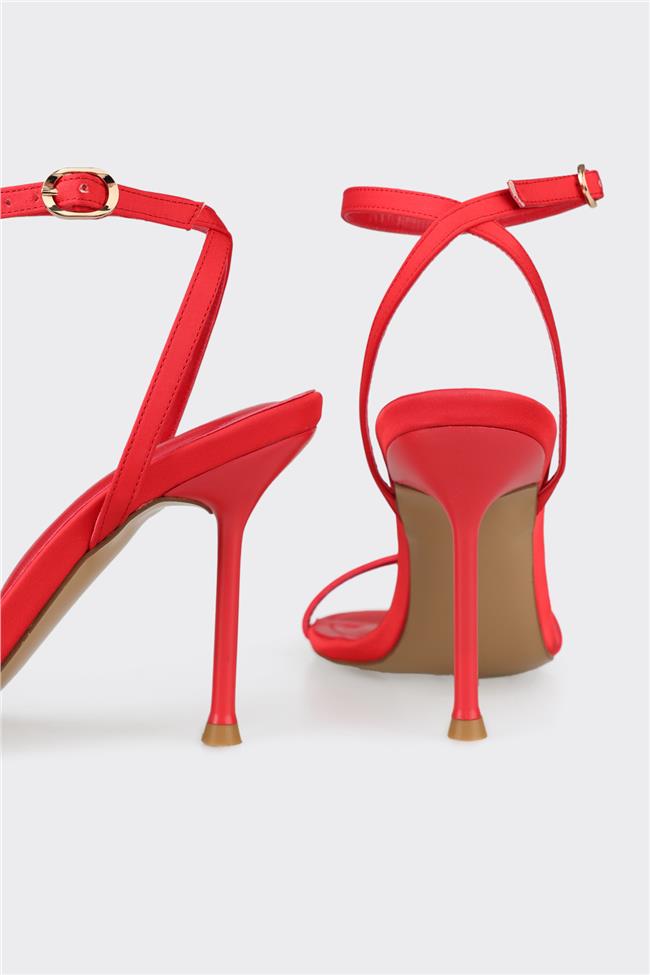 Kırmızı Kadın Topuklu Sandalet