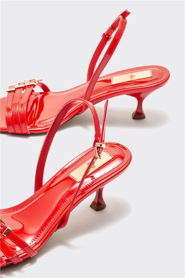 Kırmızı Kadın Topuklu Sandalet