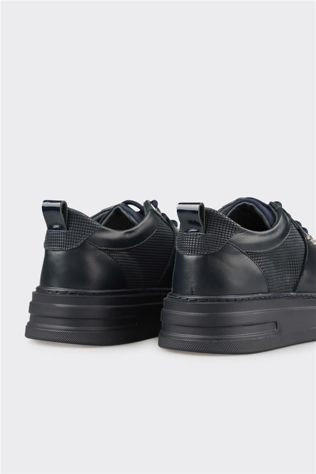 Lacivert Deri Erkek Günlük Ayakkabı