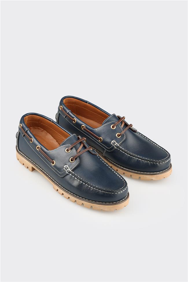 Lacivert Deri Erkek Günlük Ayakkabı