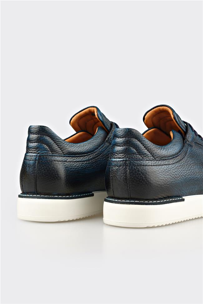 Lacivert Deri Erkek Günlük Ayakkabı