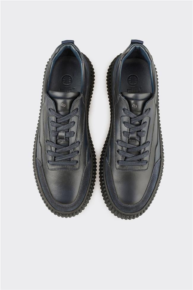 Lacivert Deri Erkek Günlük Ayakkabı
