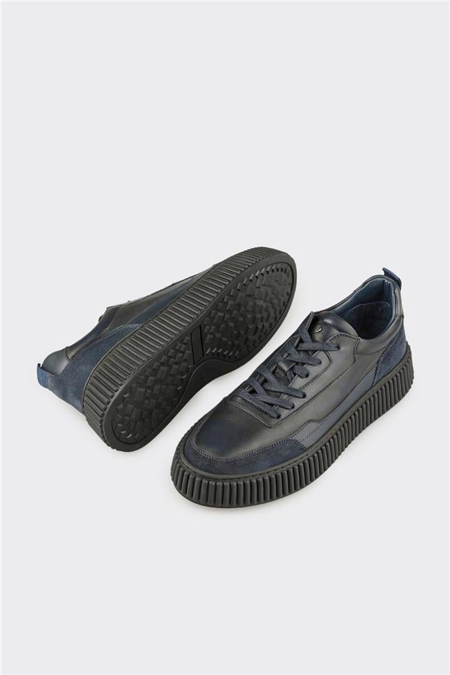 Lacivert Deri Erkek Günlük Ayakkabı