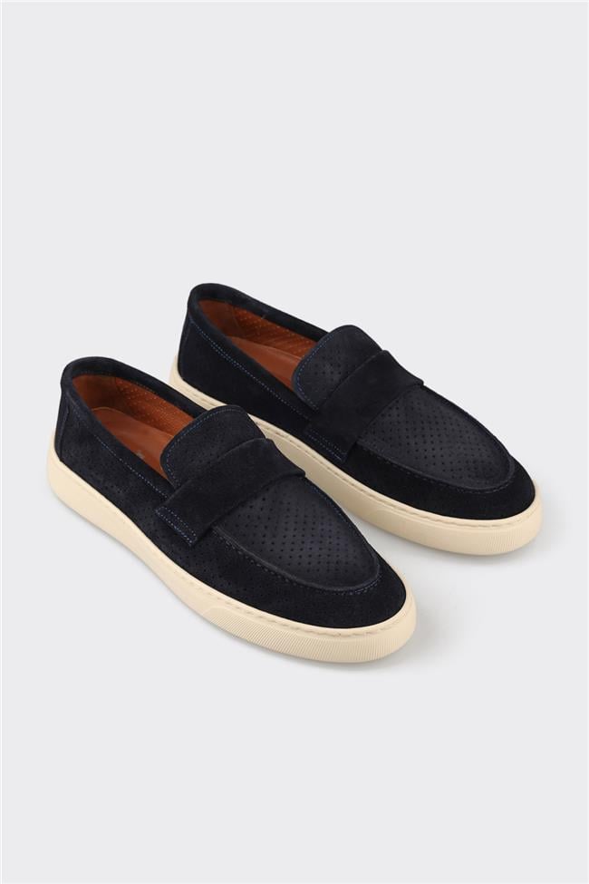 Lacivert Deri Erkek Günlük Ayakkabı