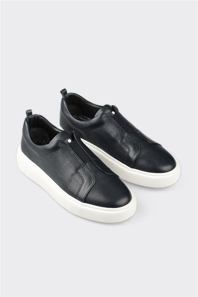 Lacivert Deri Erkek Günlük Ayakkabı