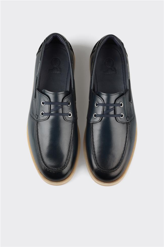 Lacivert Deri Erkek Günlük Ayakkabı