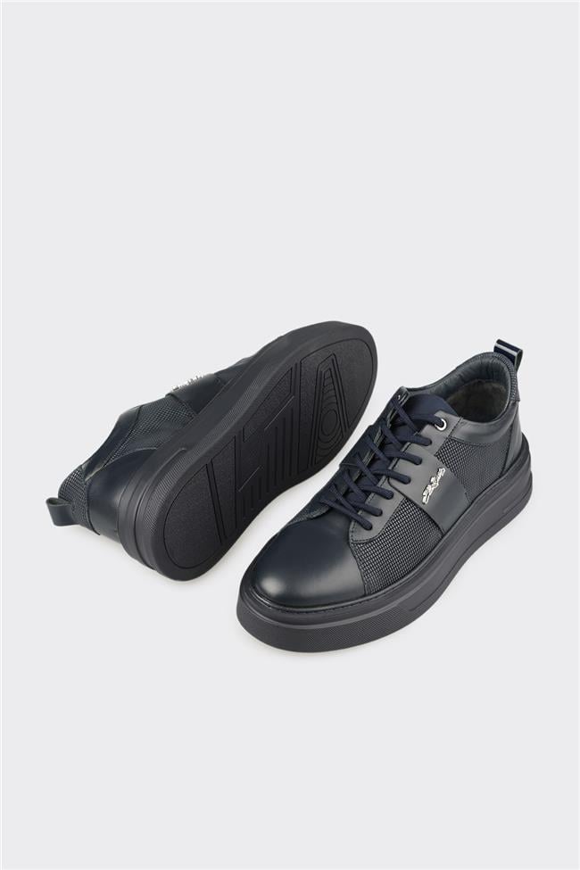 Lacivert Deri Erkek Günlük Ayakkabı