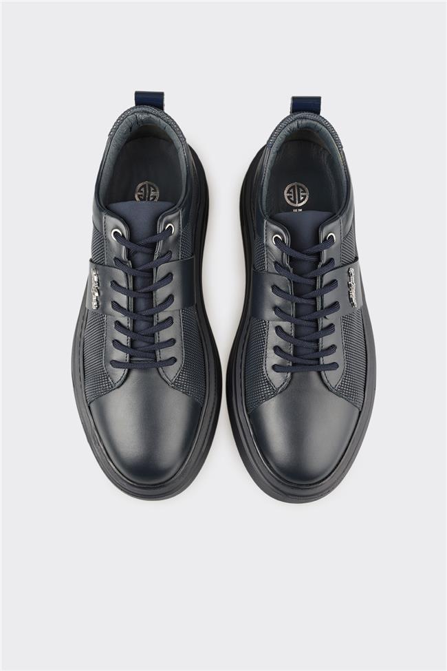 Lacivert Deri Erkek Günlük Ayakkabı