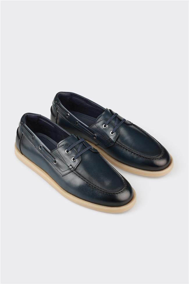 Lacivert Deri Erkek Günlük Ayakkabı