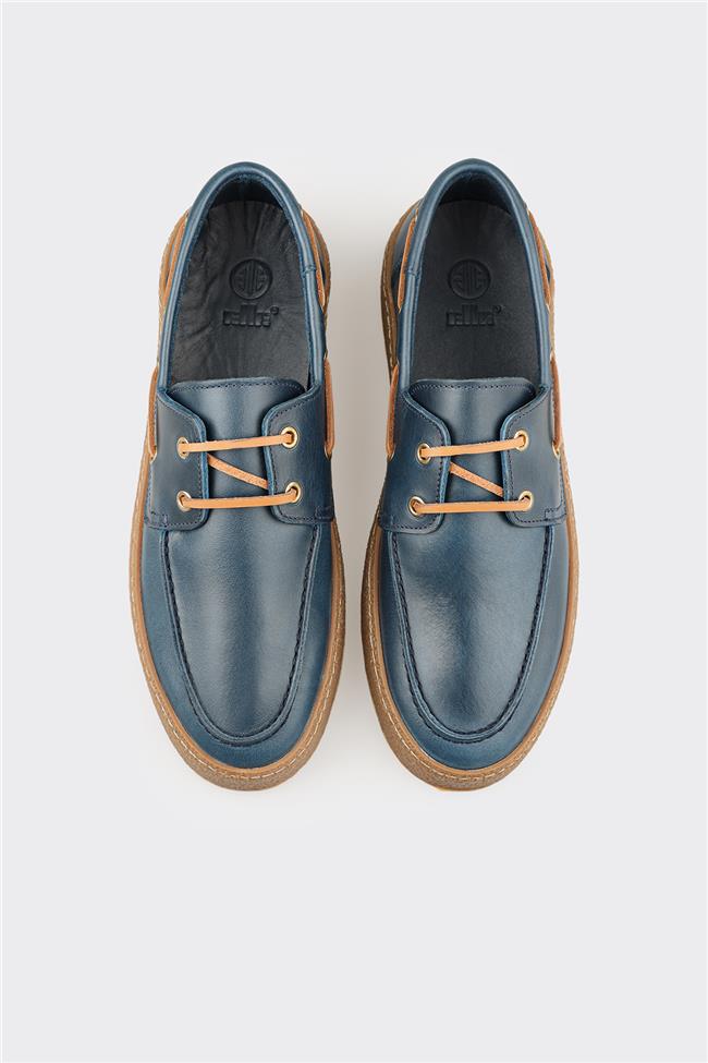 Lacivert Deri Erkek Günlük Ayakkabı