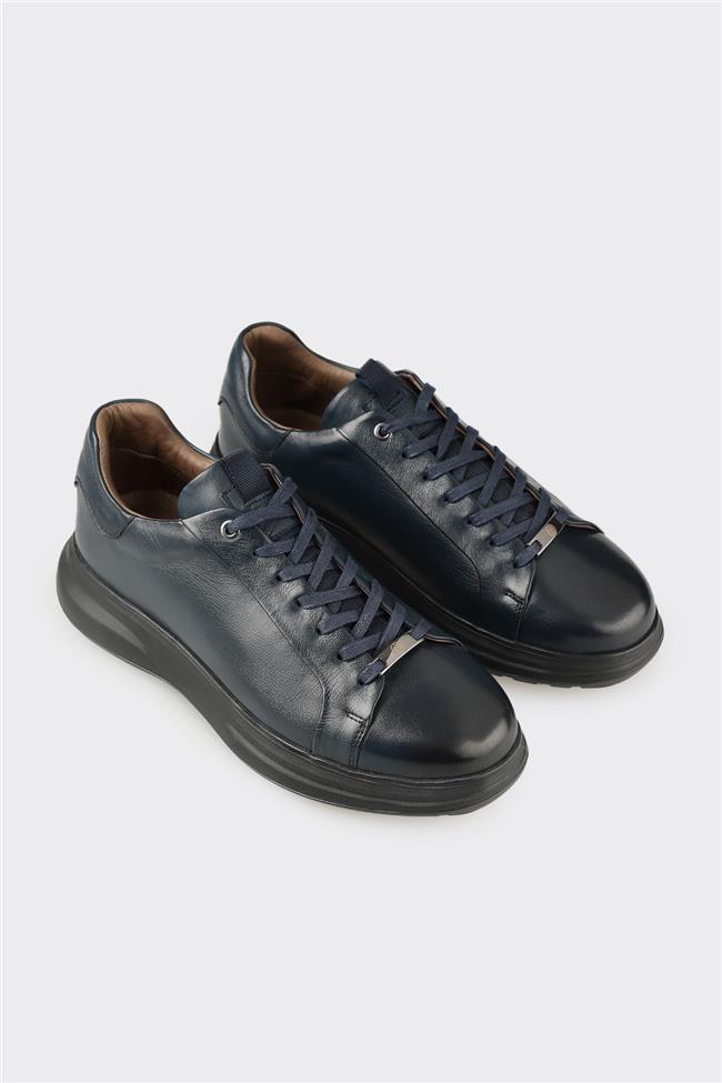 Lacivert Deri Erkek Günlük Ayakkabı