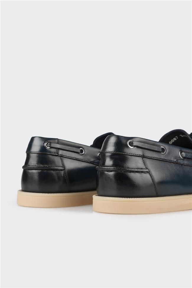 Lacivert Deri Erkek Günlük Ayakkabı