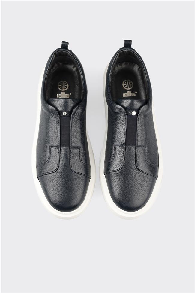 Lacivert Deri Erkek Günlük Ayakkabı