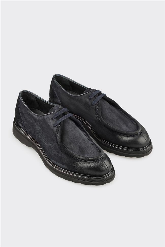 Lacivert Deri Erkek Günlük Ayakkabı