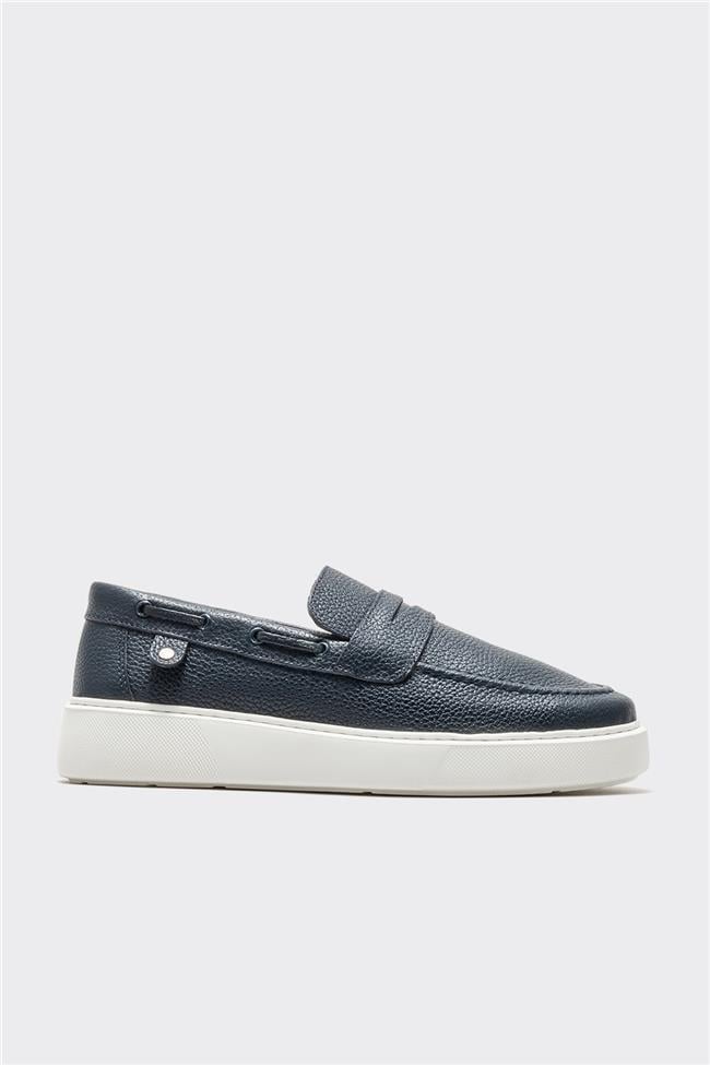 Lacivert Deri Erkek Günlük Loafer