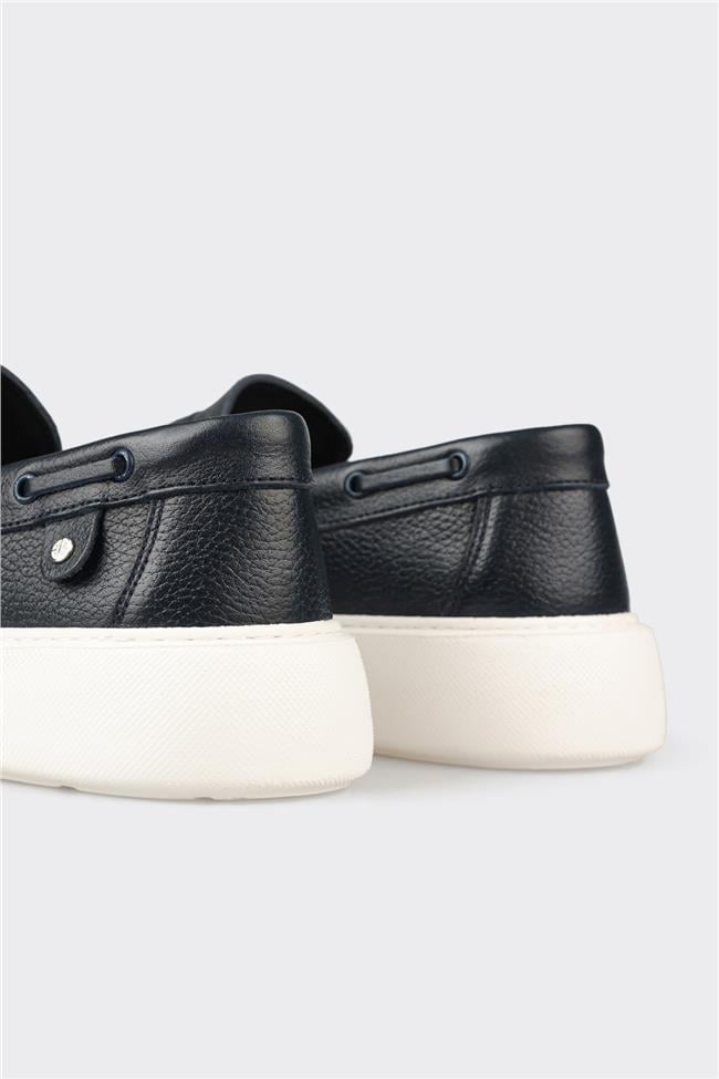 Lacivert Deri Erkek Günlük Loafer