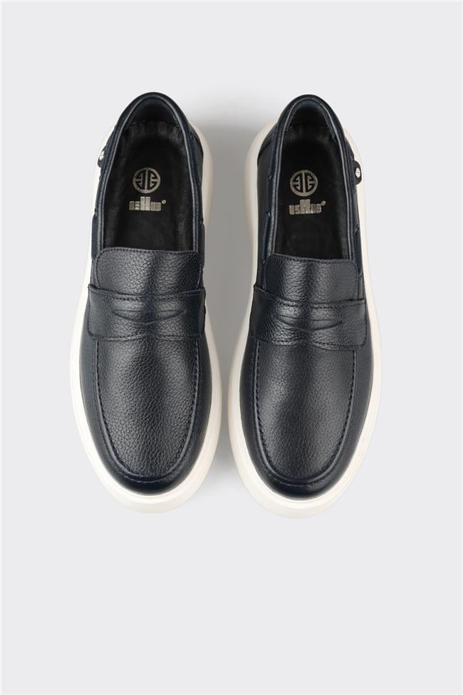 Lacivert Deri Erkek Günlük Loafer