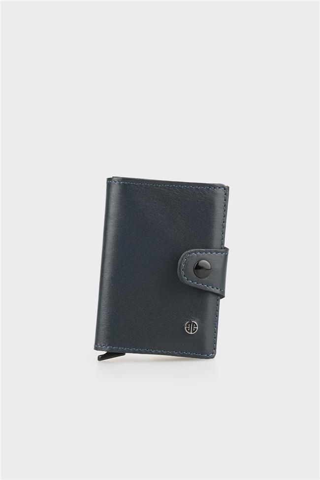 Lacivert Deri Erkek Kartlık