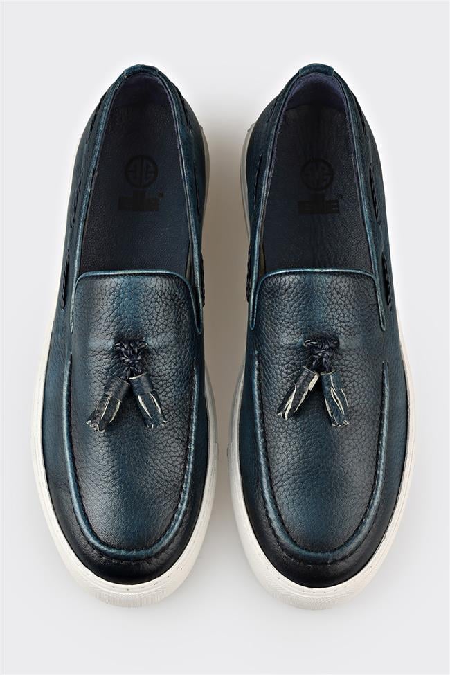Lacivert Deri Erkek Loafer