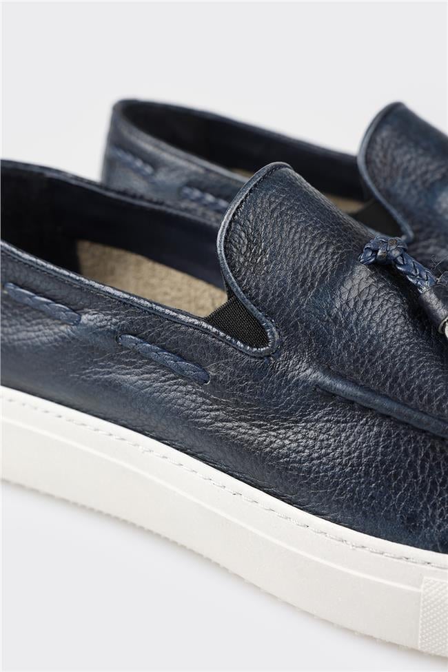 Lacivert Deri Erkek Loafer