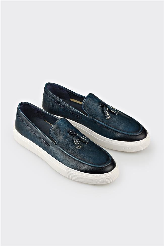 Lacivert Deri Erkek Loafer