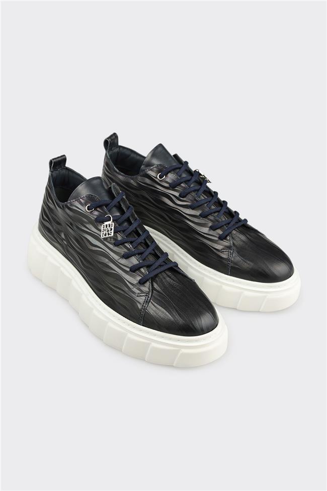 Lacivert Deri Erkek Spor Ayakkabı