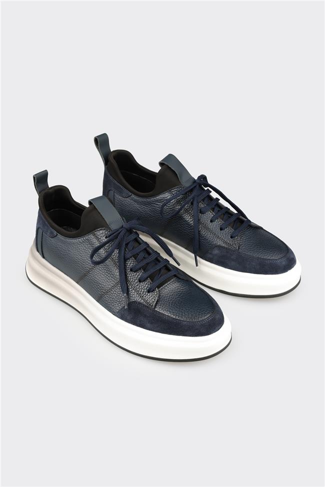 Lacivert Deri Erkek Spor Ayakkabı