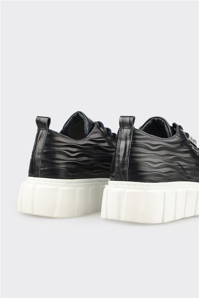 Lacivert Deri Erkek Spor Ayakkabı